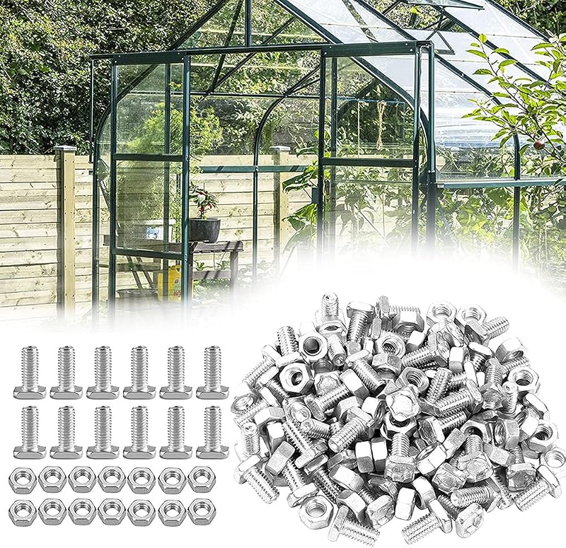 XCOZU 50 Pcs Nuts and Bolts Set Greenhouse Aluminium Fasteners Square Head