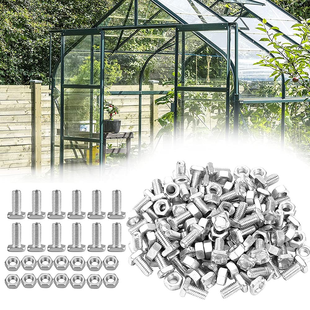 XCOZU 50 Pcs Nuts and Bolts Set, Greenhouse Accessories Parts, Square Head Aluminium Glasshouse Fasteners