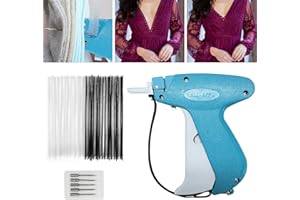 TUNTENDO Quick Clothing Fixer, Tagging Gun for Clothing, Blue Quilt Tacking Gun, Mini Stitch Hemming Gun for Clothes, Micro Tagging Stitch Tool Gun Kit for Clothing with 500 Black & 500 White Micro Fasteners