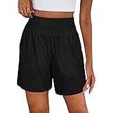 ANRABESS Linen Shorts for Women Casual Summer High Waisted Wide Leg Lounge Beach Vacation Shorts with Pockets 2026 Spring