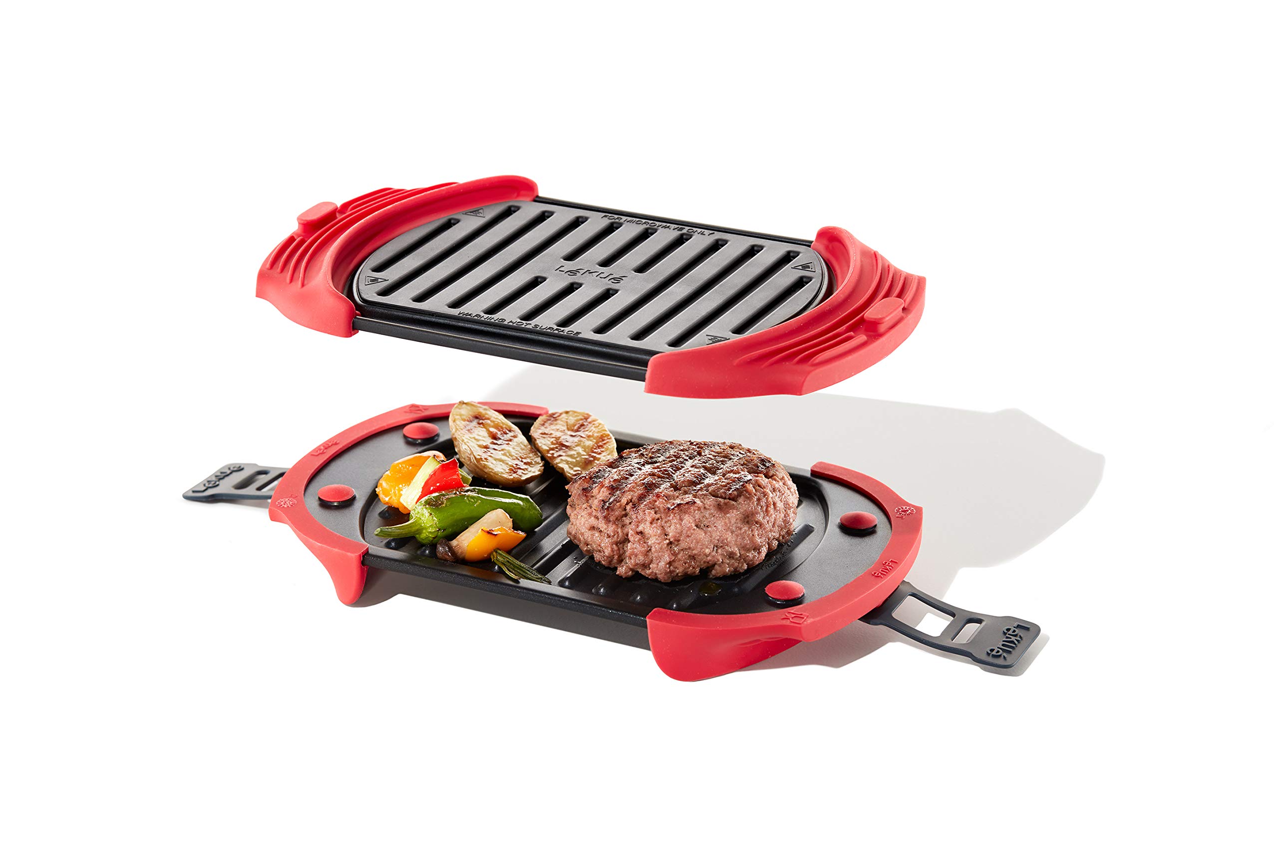 Lekue-Microwave-Grill-Red-microondas-Acero-rojo-y-negro-Standard-252-x-148-cm