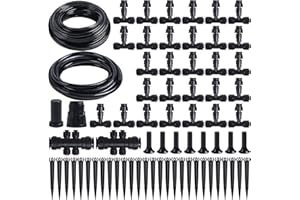 Yogayet Drip Irrigation System Kit,118FT/36M Garden Watering System with Hose Distribution Tubing Drip Emitters Connectors,Automatic Drip Irrigation Kit for Plant,Greenhouse, Yard,Lawn,Patio