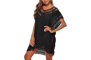 Cysincos Womens Swimsuit Cover Up Hollow Out Swimwear Beach Bathing Suit Bikini Coverups