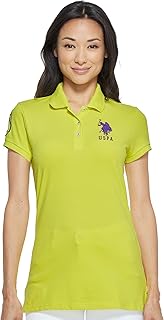 U.S. Polo Assn. Women's Neon Logos Short Sleeve Polo Shirt