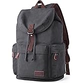 Vintage Canvas Backpack for Men 23L Travel Backpacks with 16 Inch Laptop Compartment Rucksack Shoulders Pack for College, Work, Business, Daily (Navy, 23L)