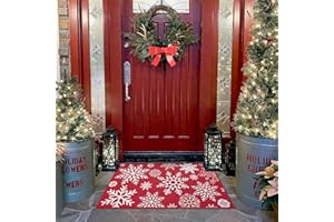 CAROMIO Christmas Indoor Door mat Large Welcome Doormat Xmas Decorative Throw Indoor Outdoor Door Mat Washable Floor Mats for Bedroom Living Room Kitchen Nursery, 20" x 32" Red