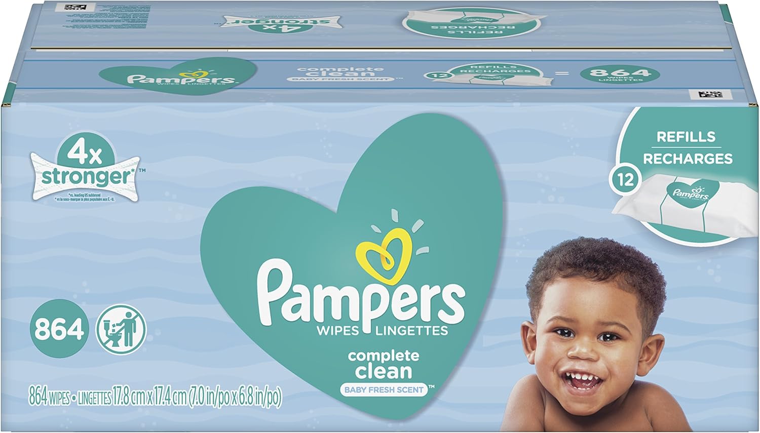 Baby Wipes, Pampers Complete Clean SCENTED 12 Refill Packs for