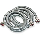 Eastman 6 ft Washing Machine Hose Connectors, Pack of 2, 3/4 in FHT x 3/4 in FHT, Braided Stainless Steel, 48372
