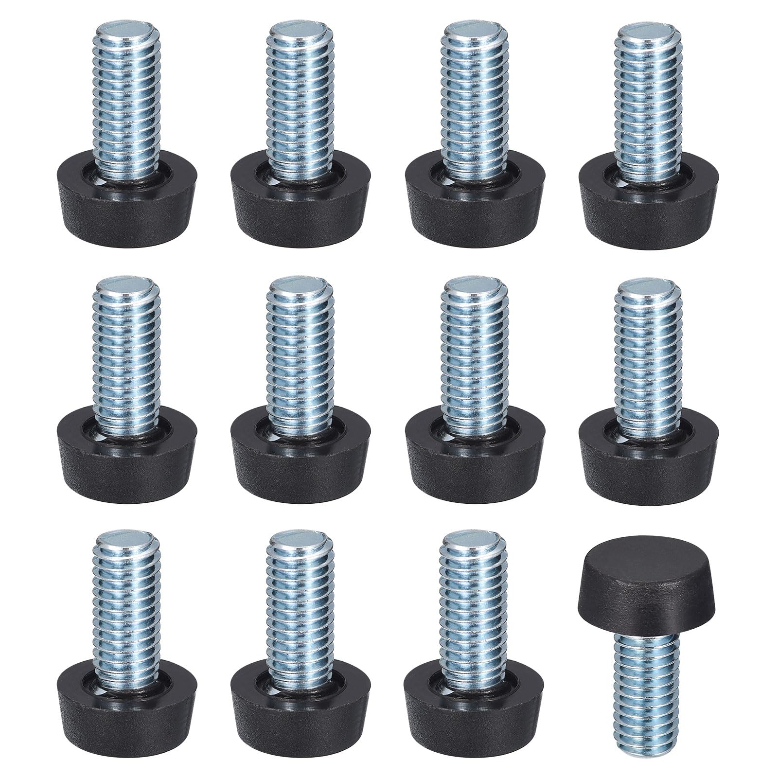 Uxcell Adjustable Furniture Feet, 12Pcs M8 Thread - Furniture Leveling Leg Screw in Threaded for Table, Chairs, Sofa, Wardrobe (Black)
