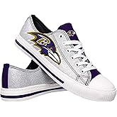 FOCO Baltimore Ravens NFL Womens Glitter Low Top Canvas Shoes - 7