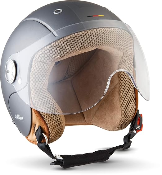 SOXON SK-55 Kinder Helm, Grau (Plus Titan),S (53-54cm)