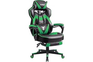 Zeanus Green Gaming Chair Ergonomic Computer for Adults Massage Game Chair with Footrest Reclining Gamer Chair Big and Tall Gaming Chair Racing Style Lumbar Support Office Chair for Heavy People