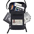 Passport Holder FREETOO RFID Neck Stash Travel Wallet Pouch for Security Black