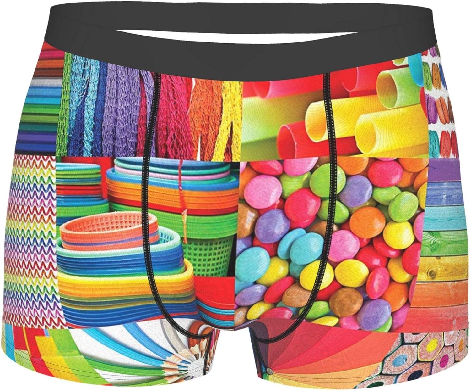 Colorful Collage Mens Underwear, Boxer Briefs, Polyester Men'S Boxer