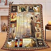 Christian Blanket Inspirational Scripture Religious Spiritual Jesus Prayer Faith Throw Blanket Catholic Gifts for Adults Women Men Super Soft Cozy Plush Fluffy Fuzzy Fleece Blanket Decor 40''X50''