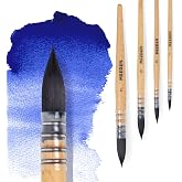 MEEDEN Watercolor Brushes Professional - 4 Pack Synthetic Squirrel Hair Artist Paint Brushes Set with Beech Wood Handle Great for Artists Hobbyists