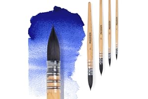 MEEDEN Watercolor Brushes Professional - 4 Pack Synthetic Squirrel Hair Artist Paint Brushes Set with Beech Wood Handle Great for Artists Hobbyists