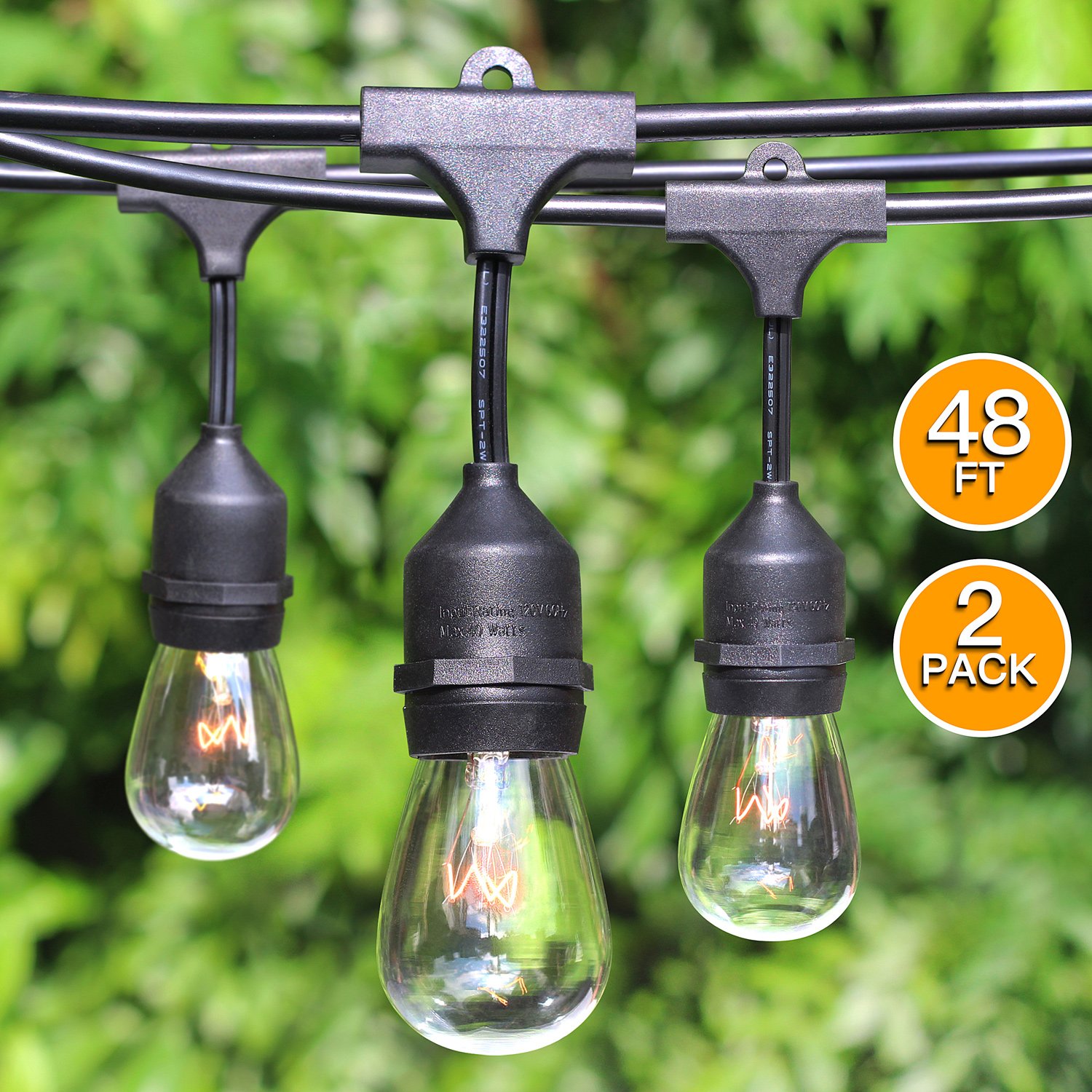 2Pack 48Foot Heavy Duty Outdoor Patio String lights, Edison Vintage