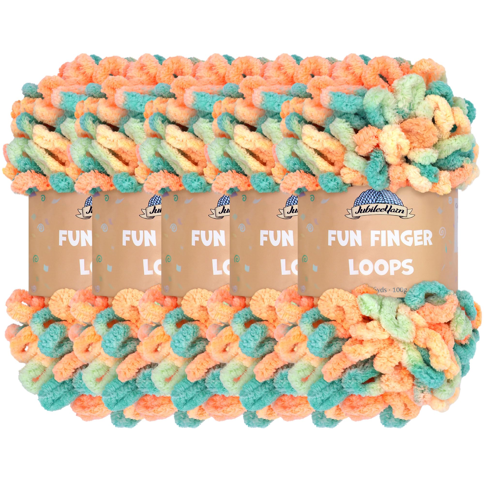 JubileeYarn Fun Finger Loops Yarn - Polyester Jumbo Weight Loop Yarn - 100g/Skein - Eiar - 5 Skeins — image 1