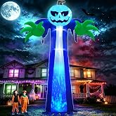 14 Ft Halloween Inflatable Pumpkin Ghost Decoration with LED Light | Waterproof Polyester, UL Power, Includes Stakes/Sandbags, Ideal for Halloween Yard, Party, Haunted House
