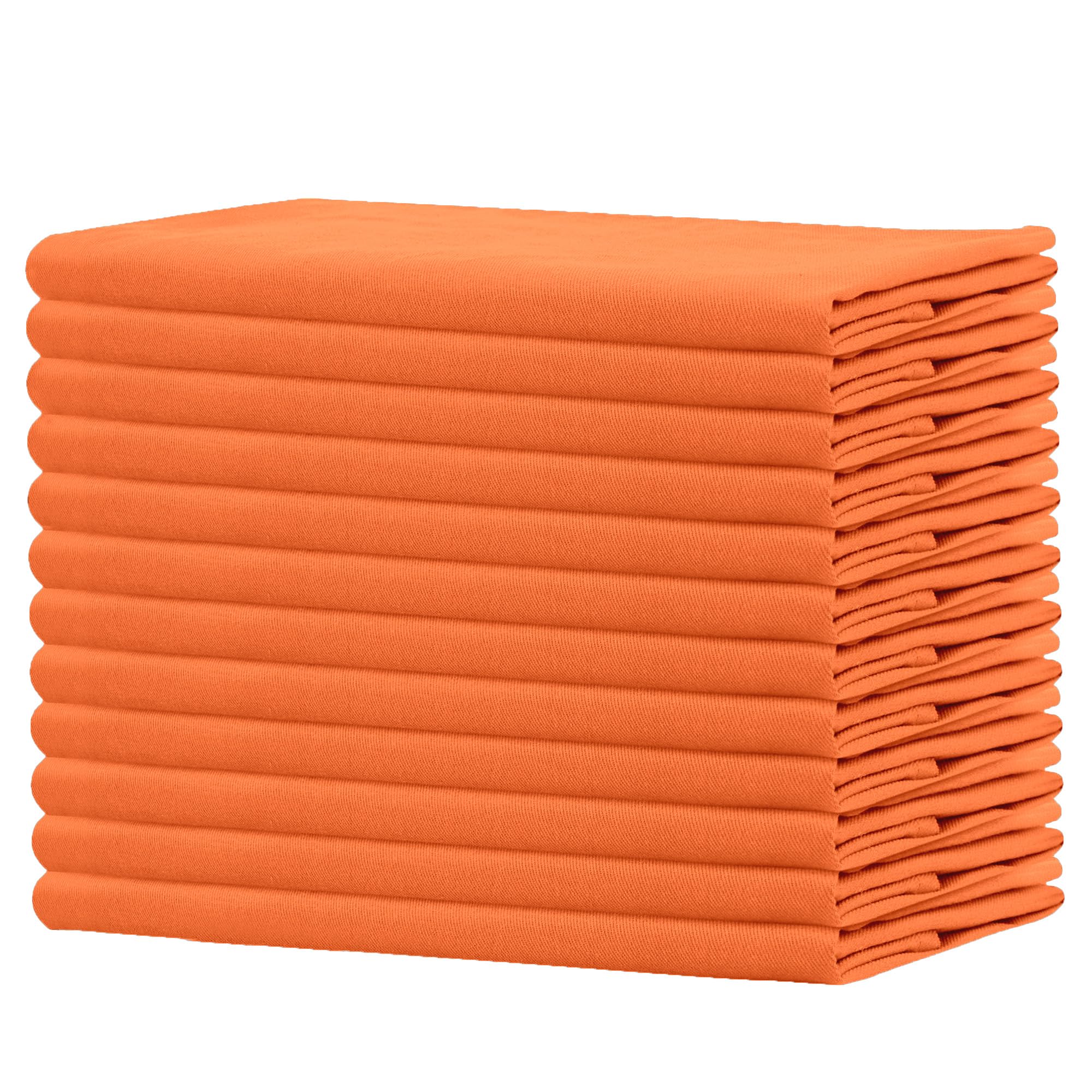 Sweet Needle - Pack of 12-100% Cotton Oversized Dinner Christmas Napkins 45 CM x 45 CM (18 IN x 18 IN), Orange - Heavy weight fabric for daily use with Mitered corners finish
