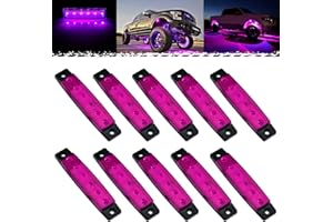 PSEQT 10Pcs LED Rock Strip Lights Car Exterior Underglow Wheel Fender Well Lighting Kits Waterproof for Golf Cart Wrangler Offroad Truck RV UTV ATV Snowmobile (Purple-color)