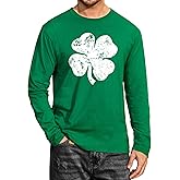 Arvilhill Mens St Patrick's T-Shirt Cotton Soft Long Sleeve Crewneck Shamrock Irish Shirts (S-3XL)