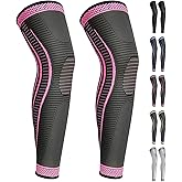 Ruilaibao 2 Pack Full Leg Compression Sleeves for Men And Women Long Knee Brace Support for Basketball, Running, Workout, Cycling, Sport