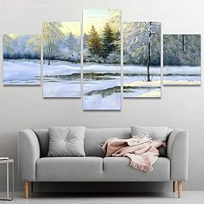 SIGNWIN 5 Panel Canvas Wall Art Beautiful Winter...