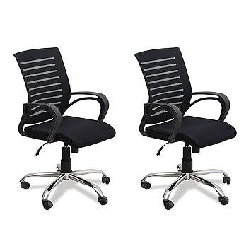 Fabsy Interiors DZYN Furnitures Steel Mesh Revolving Chair (Black, 40X24X20-inches)