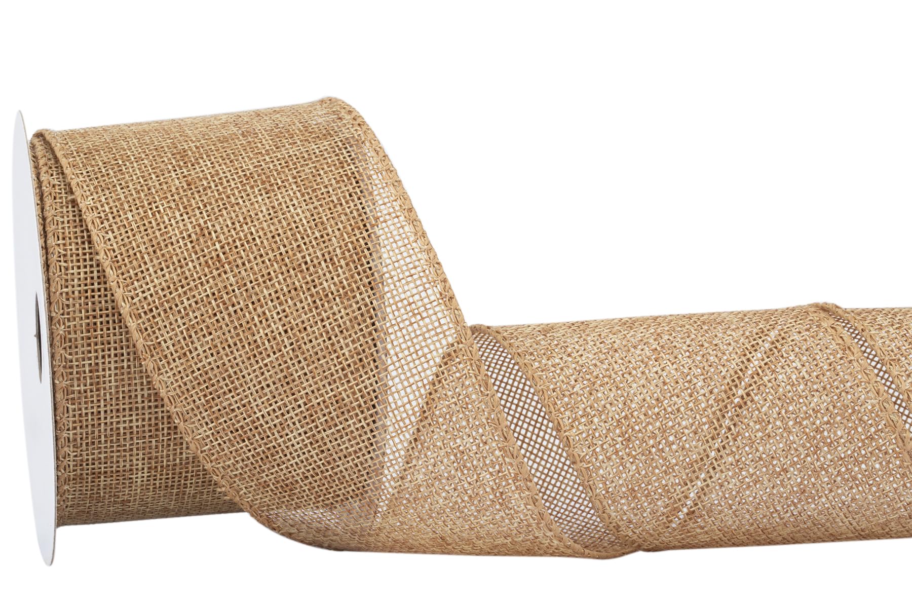 Zofrud Old Gold Burlap Ribbon - 64mm x 9M | Faux Jute Wired Ribbon for Wreaths, Christmas Decorations, Rustic Weddings, and Large Bow