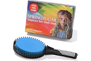SPRINGSUGAR Blue Temporary Hair Chalk Comb, Washable Hair Color Dye for Girls Kids Adults Birthday Halloween Christmas Cosplay Festivals Hair DIY Party