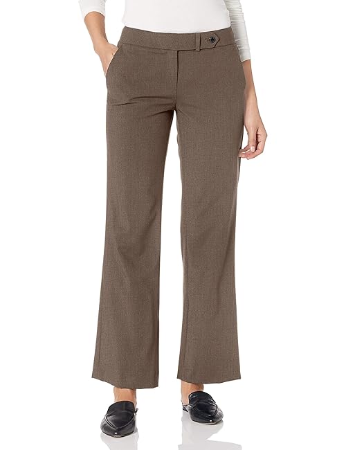 Calvin Klein Women's Classic Fit Straight Leg Lux Suit Pant, Heather Taupe, 14
