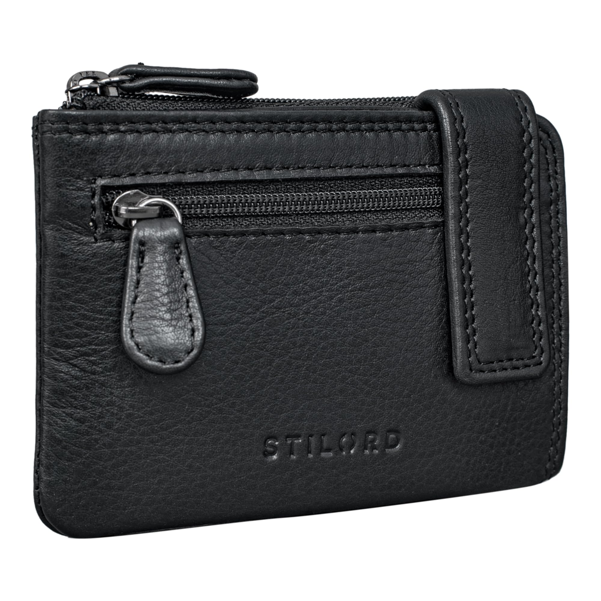 STILORD "Lasse" Leather Key Wallet Vintage Key Case with Coin Purse for Men Slim Wallet with Key Ring Card Holder with RFID Blocker Organiser Genuine Leather Colour:Black