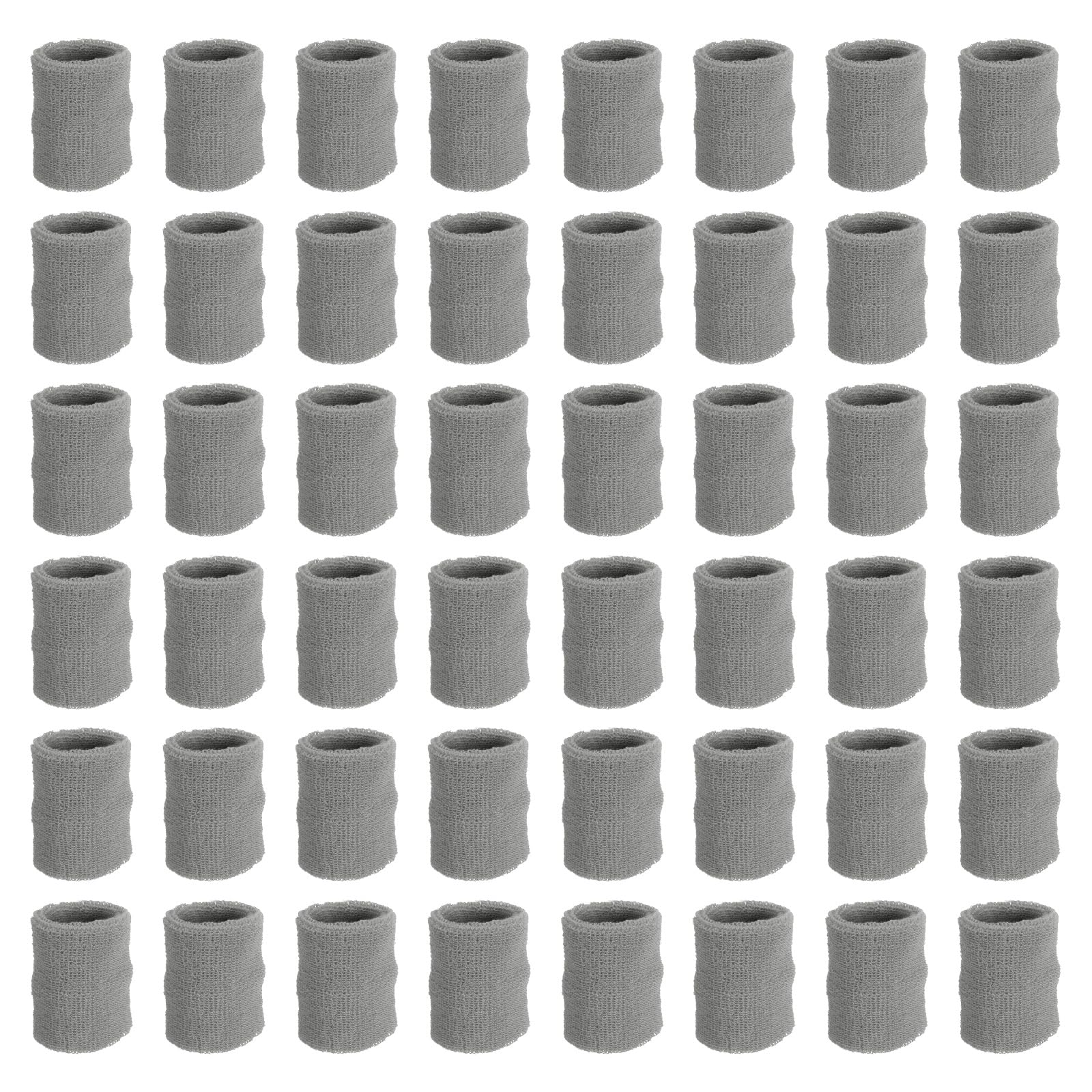 PATIKIL Sports Wristbands, 48 Pack Athletic Cotton Terry Cloth Absorbent Wrist Sweatband for Tennis Basketball Working Out Running, Light Grey