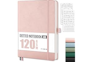 AHGXG A5 Hardcover Dotted Notebook - 160 Pages, 120GSM Thick Dot Grid Paper Journal, Notebooks for School, Travel, Sketching,