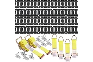 VEVOR E Track Tie-Down Rail Kit, 18PCS 5' E-Tracks Set Includes 4 Steel Rails & 8 O-Ring Anchors & 4 Tie-Offs with D-Ring & 2