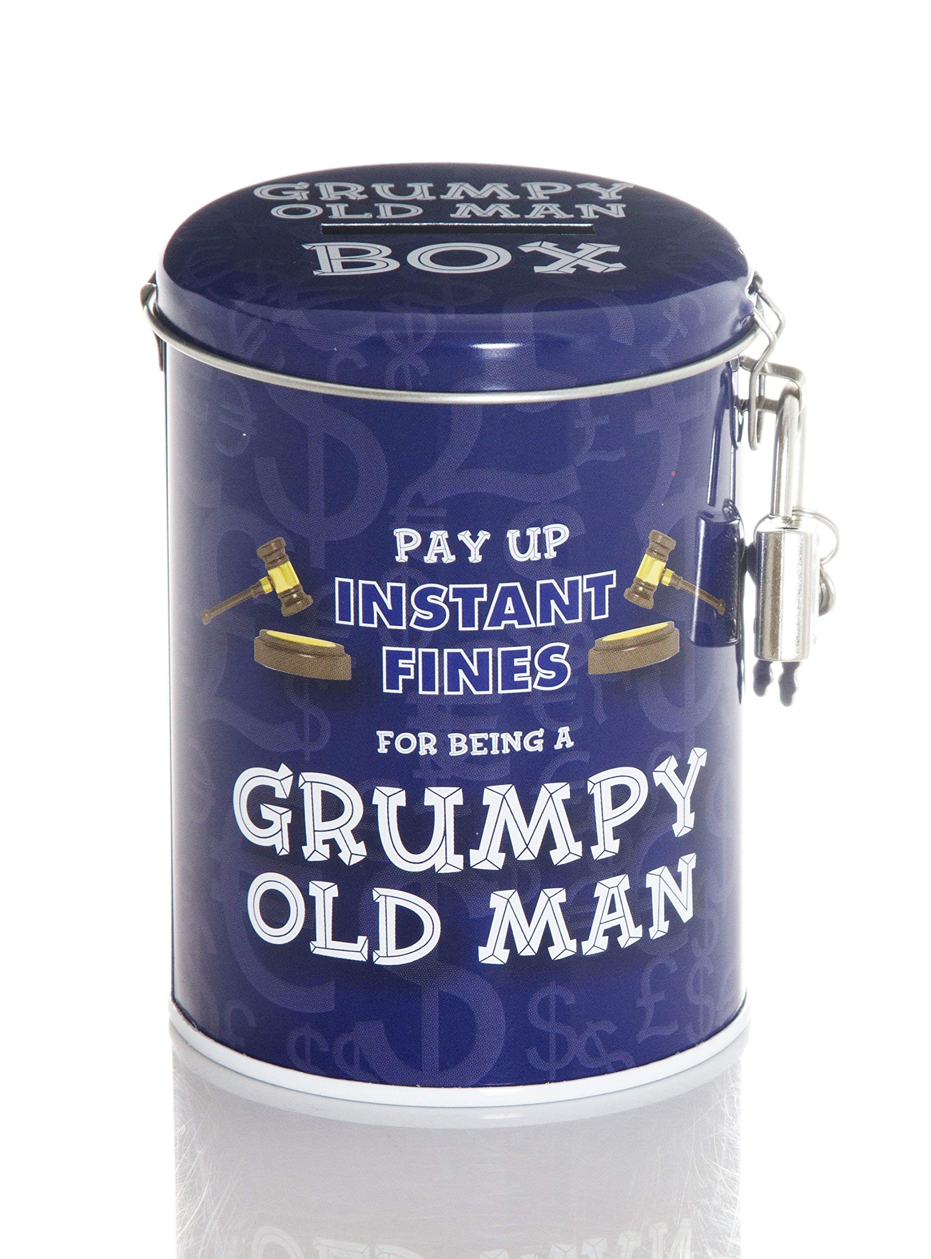 Boxer Gifts Grumpy Old Man Instant Padlock | Novelty Money Saver Fine Tin for Husband, Dad, Grandad | Funny Secret Santa Gift, Metal, BB6006,Blue,1 - Pack