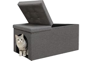 Zerbuger Cat Litter Box Enclosure Furniture, Hidden Litter Box Furniture Ottoman Extra Large Flip-Up Lid, Cat Washroom Bench Storage Cabinet, Dog Proof, Easy Assembly, 36 x 20 x 20Inches, Gray