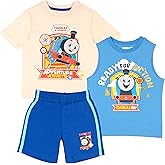 THOMAS & FRIENDS 3 Piece Short Set Thomas and Friends Short Sleeve Shirt Tank Top Shirt and Shorts 3 Pack Bundle Set