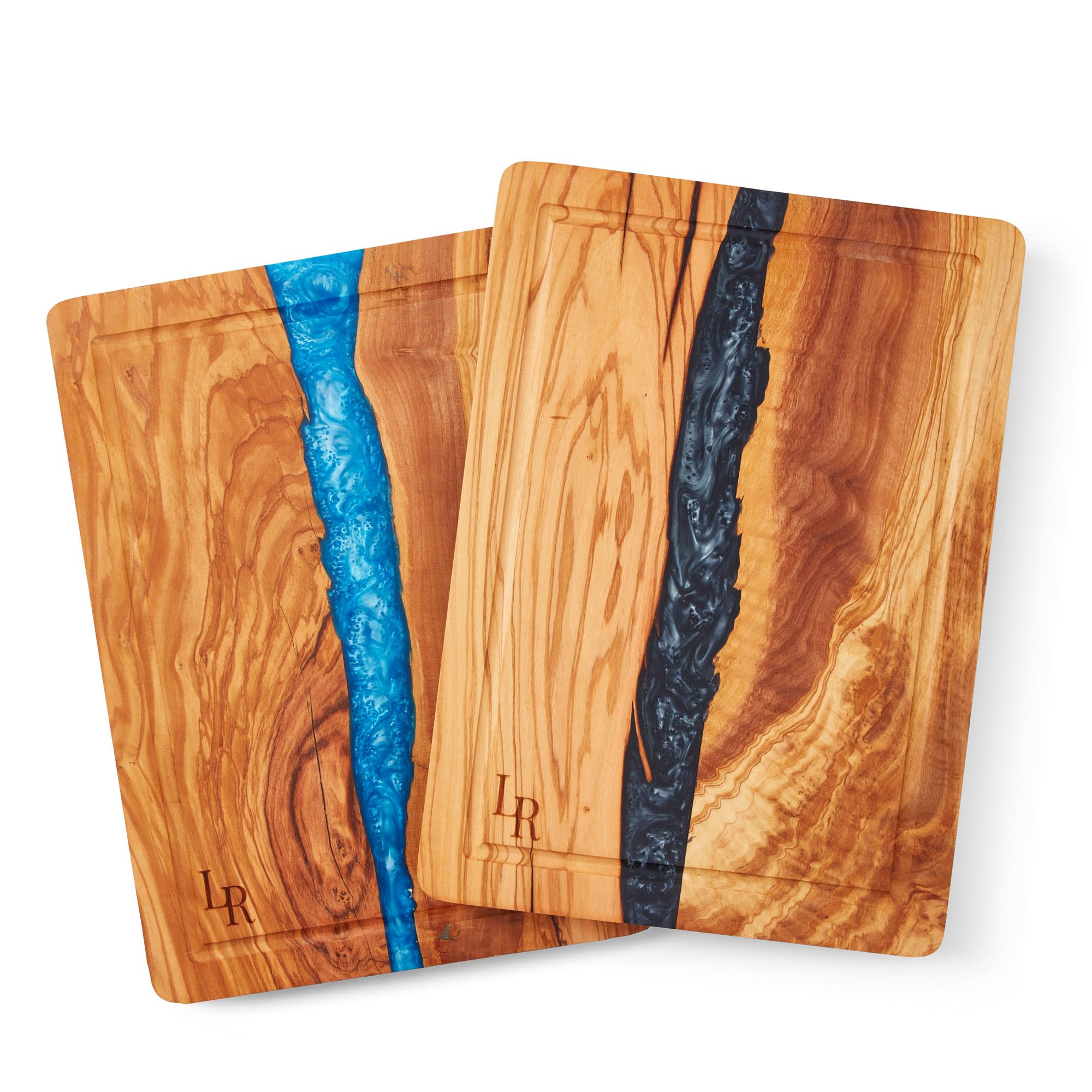 Lux Resin - Premium Olive Wood Chopping Board, Cutting Board with Resin, Large Chopping Board (35 x 25 x 2cm), Wooden Serving Board, Pre-Oiled, Cutting Board for Kitchen (Black)