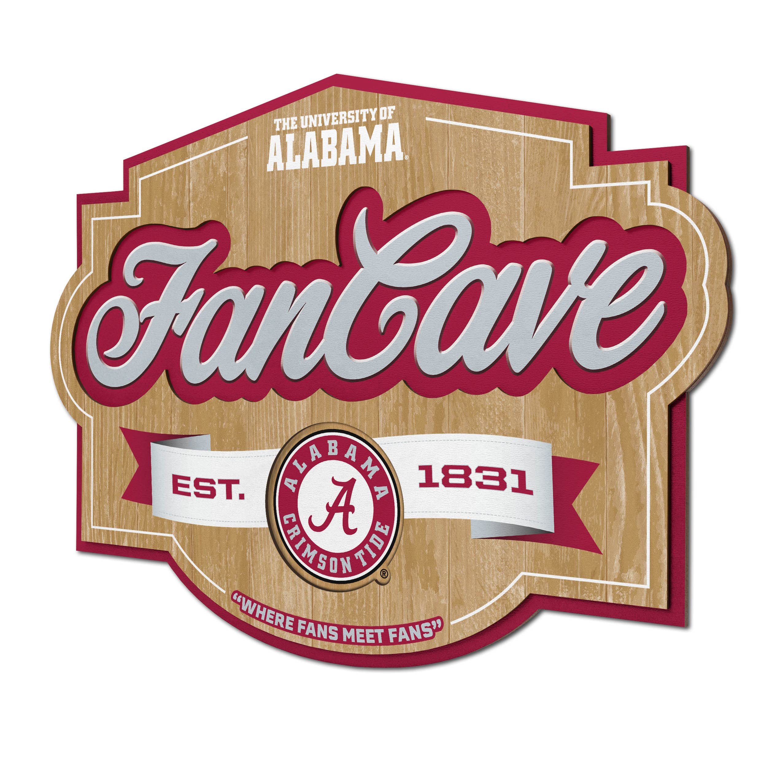 YouTheFan NCAA Alabama Crimson Tide Fan Cave Sign Image