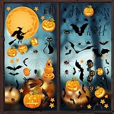 Pumpkin Spider Bats Shop Window Clings for Halloween Decorations Home Decor | Double Side Halloween Window Clings Decorations Removable for School Shop Indoor Party Decorations