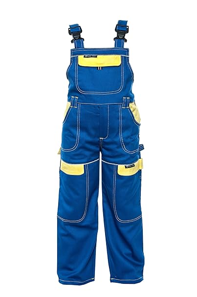 Ard-KG KINDERLATZHOSE IN BLAU GELB Mädchenhose Jungenhose Jungen Gartenhose Freizeithose Latzhose Kinder Anzug Overalls Arbei