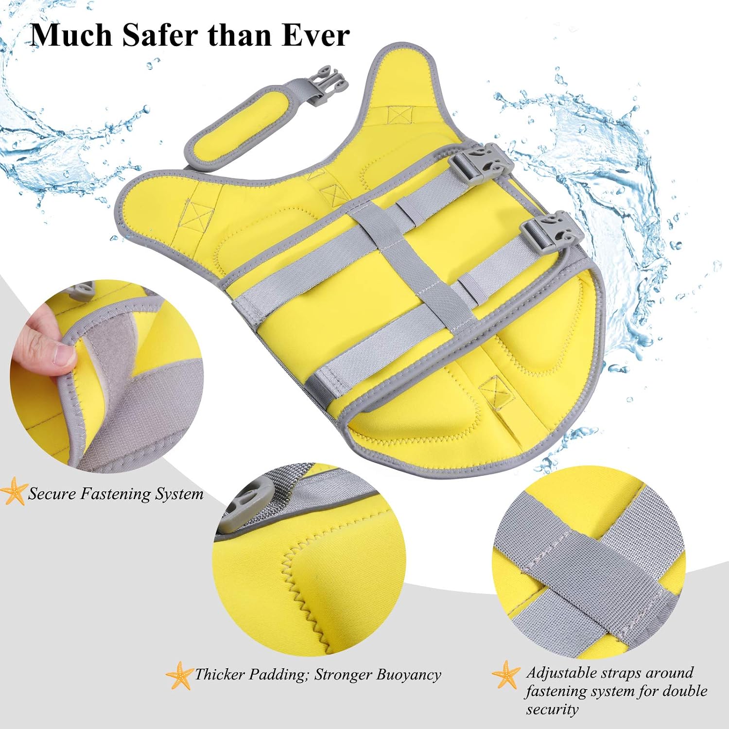 VIVAGLORY High Buoyancy Dog Life Jacket, Swim Vest with Handle, Dog Life Jacket for Swimming & Boating, Buoyancy for Doggy M, Yellow - Image 5