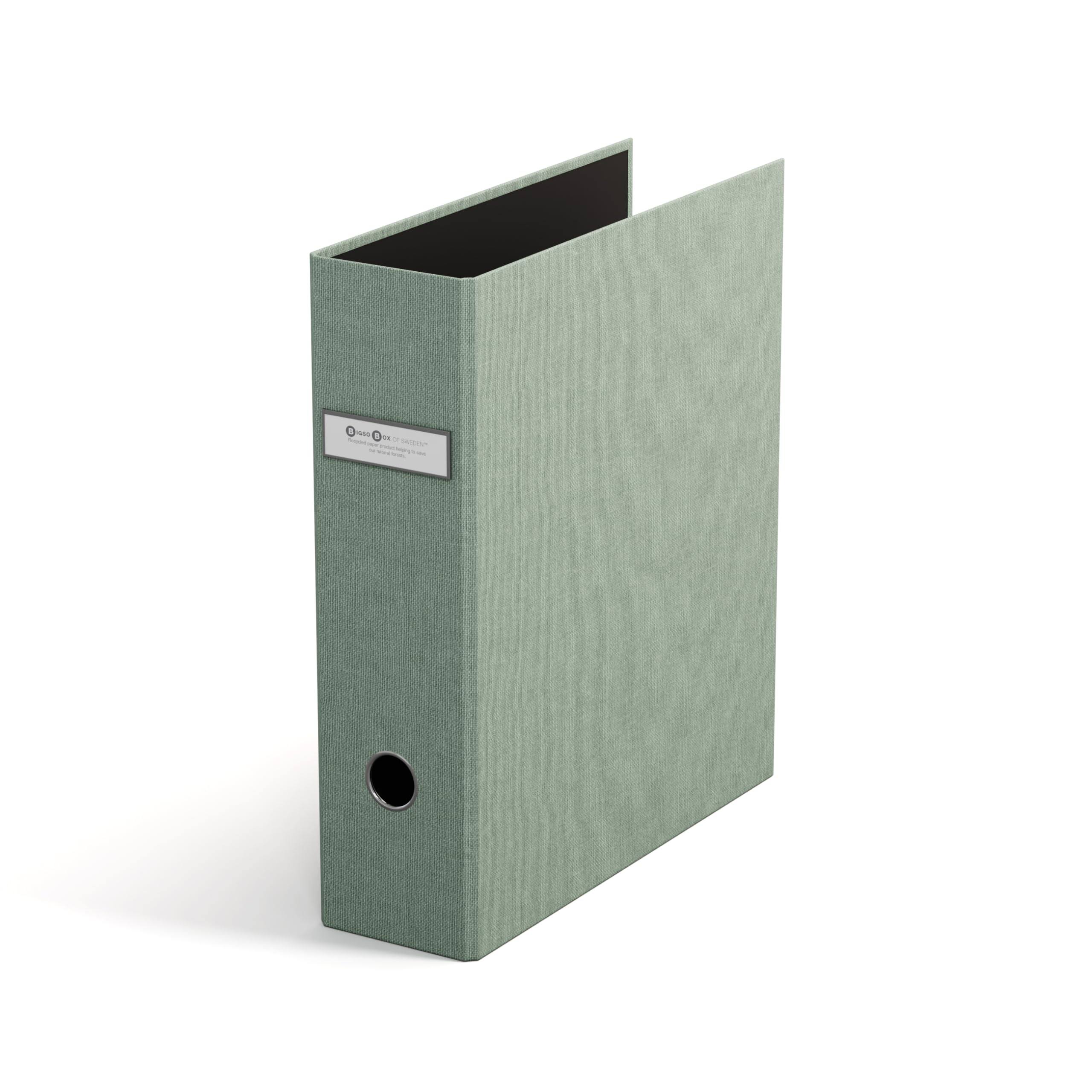 Bigso Box of Sweden Archie Folder with 2 Rings and Lever Mechanism - Ring Binder Made of Fibreboard and Paper with Linen Look - A4 Ring Binder for Filing Loose Paper - Mint Green