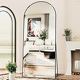 Antok Full Length Mirror, 76"x34" Floor Mirror, Arched Floor Standing Freestanding Arch Full Body Mirrors with Stand for Bedroom, Hanging Mounted for Living Room Cloakroom,Black