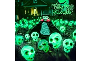 LIFELUM Halloween Lights Outdoor Scary Solar Skulls Lights,Halloween Lights Decorations Solar Swaying Eyeball Halloween Lights IP65 Waterproof for Outside Yard Patio Walkway Garden Decor-2 Pack 12 LED