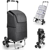 KEDSUM 2-in-1 Aluminum Stair Climbing Cart, 300LBS Grocery Cart, Black | Waterproof Oxford Bag, Aluminum Frame, Lightweight, Foldable Design, Shopping Cart for Groceries