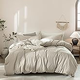 Warm Moment Linen Grey Duvet Cover California King Size 104inch x 98inch,100% Washed Cotton Duvet Cover with Zipper Closure and 2 Pillowcases, Color of New Nature Linen